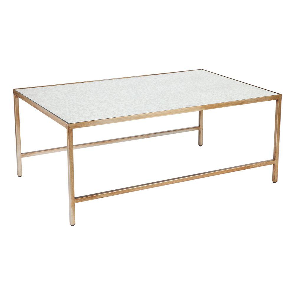 Cocktail Mirrored Nesting Coffee Table - Antique Gold