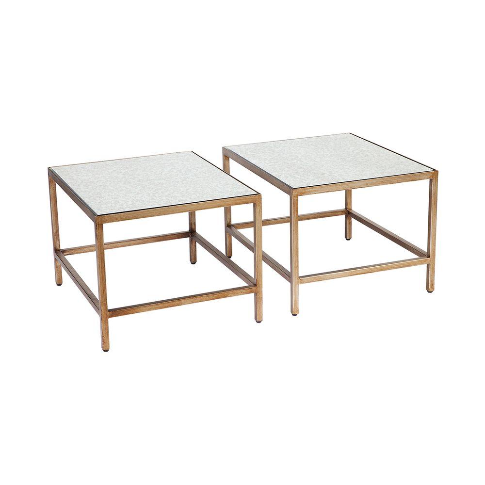 Cocktail Mirrored Nesting Coffee Table - Antique Gold