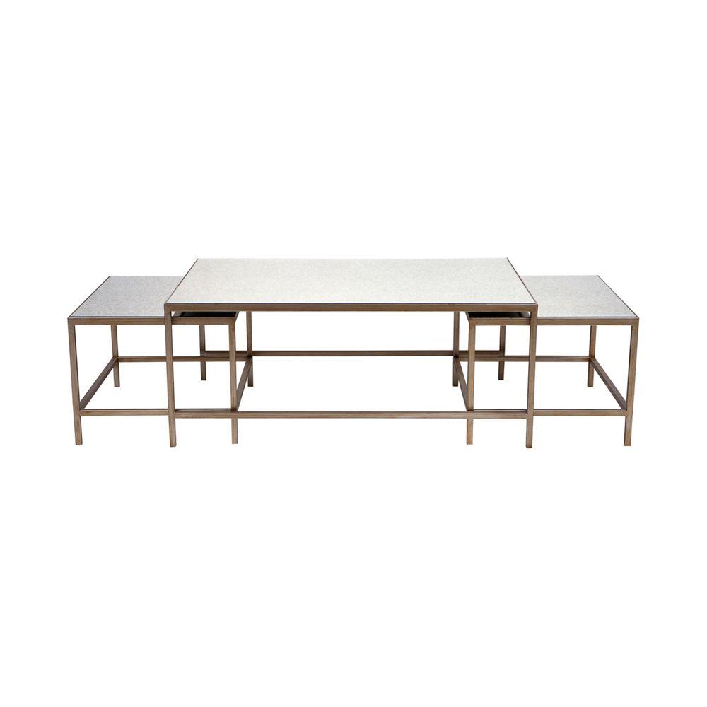 Cocktail Mirrored Nesting Coffee Table - Antique Gold