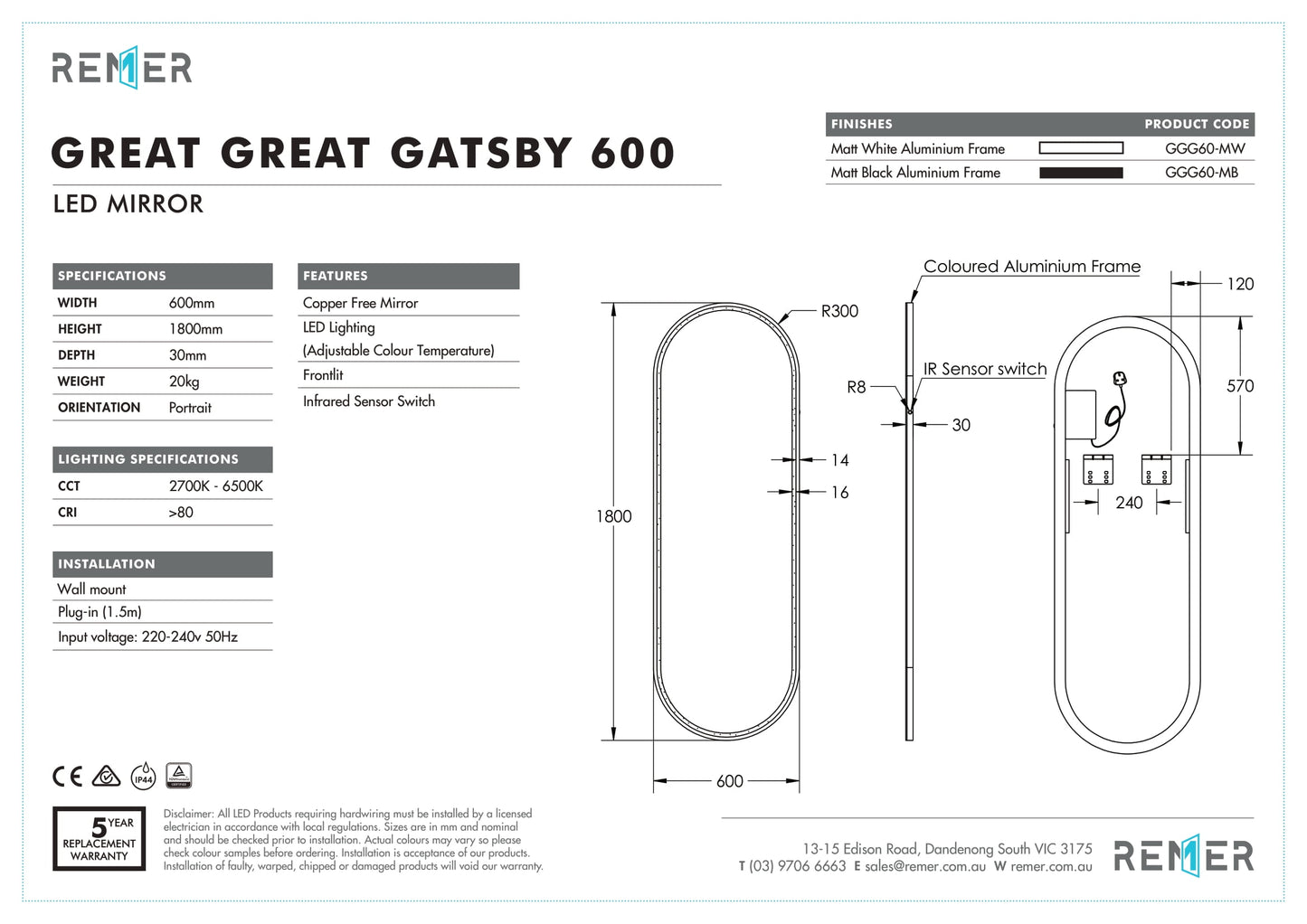 Remer Great Gatsby LED Mirror
