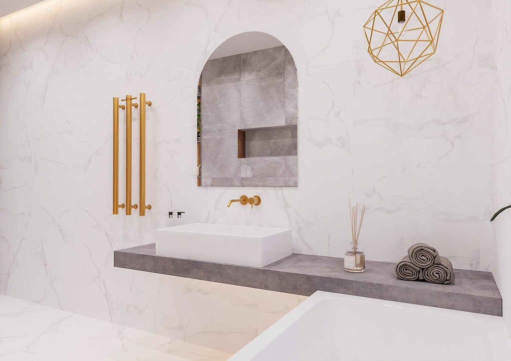 Polish Edge Arched Bathroom Mirror