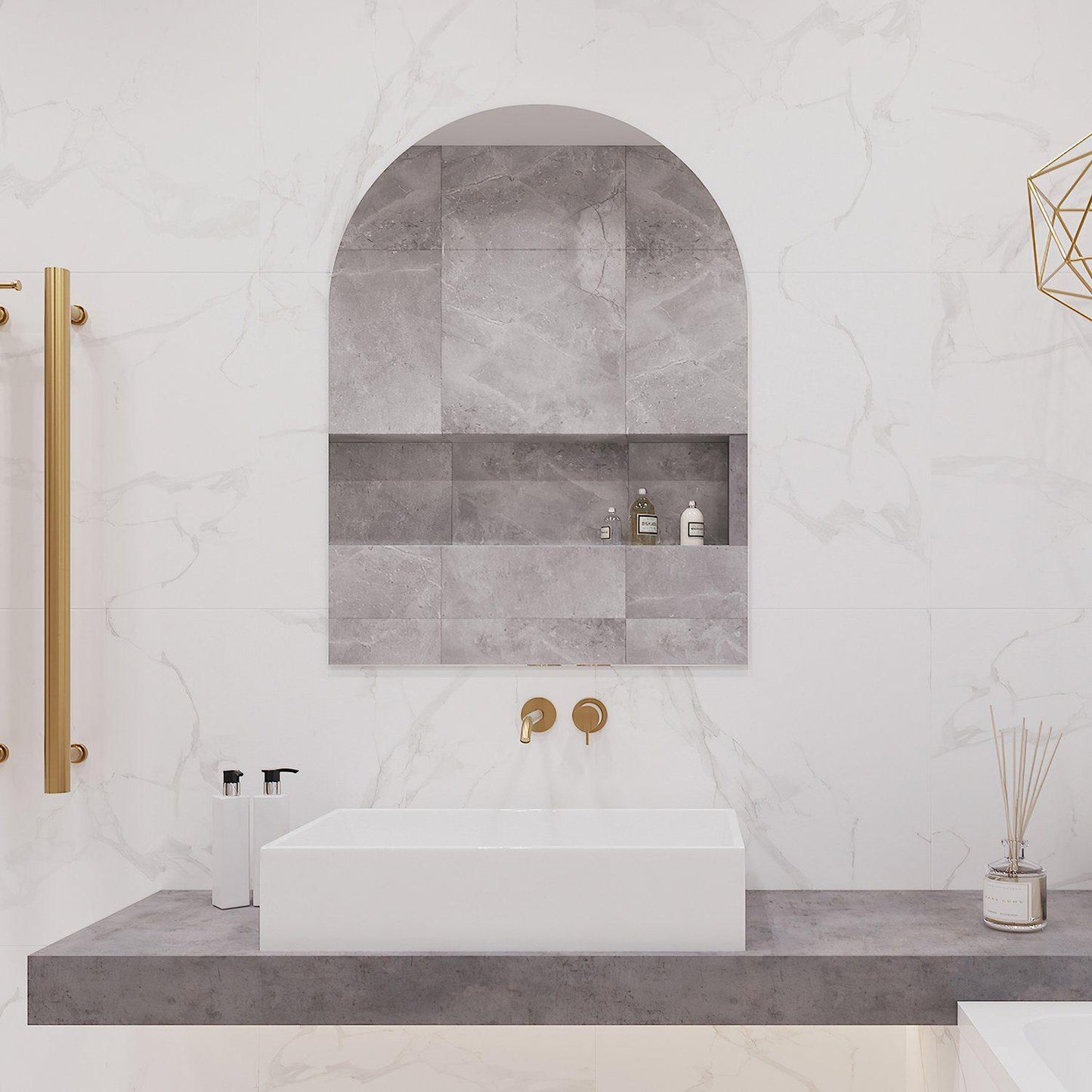Polish Edge Arched Bathroom Mirror