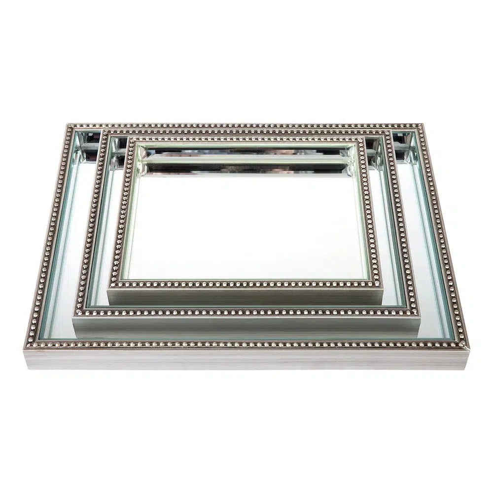 Zeta Mirror Tray - Antique Silver