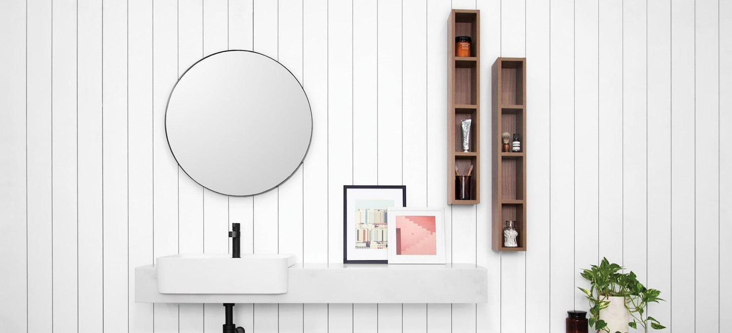 Oasis Black Round Mirror