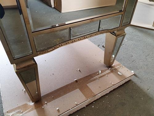Mirrored 3 Drawer Chest Antique Ribbed
