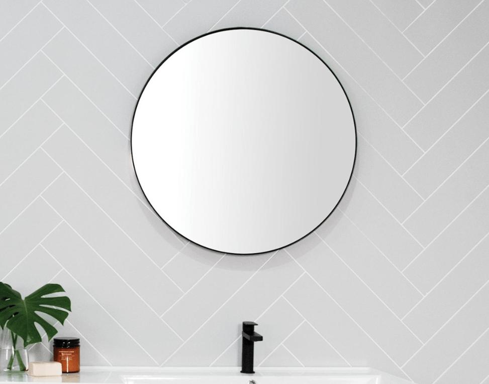 Oasis Black Round Mirror