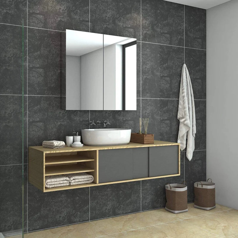 Betina Bathroom Mirror Cabinet with Stainless Steel Shelves