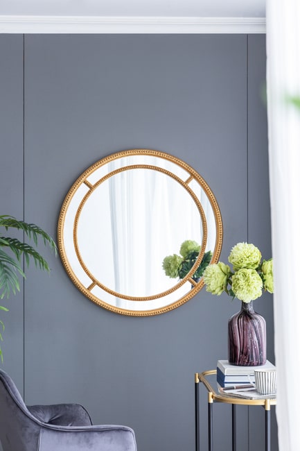 Pascona Gold Round Wall Mirror