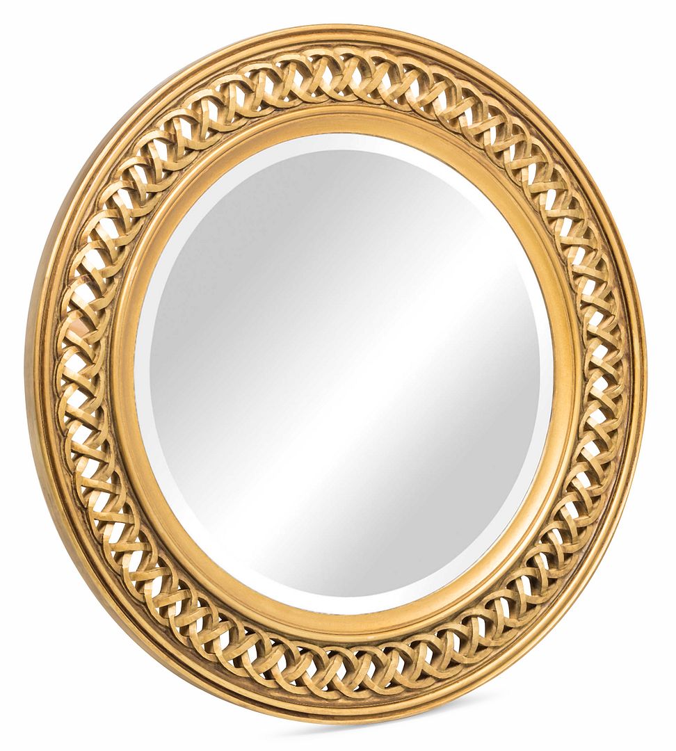 Agatha Gold Wood Round Wall Mirror