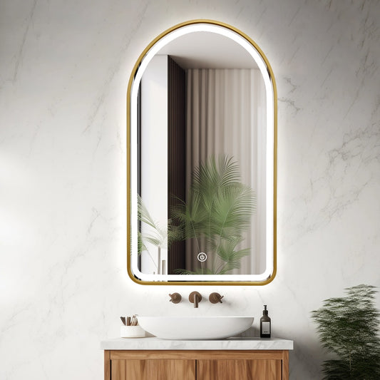 Alistair Gold Frame Arched LED Wall Mirror