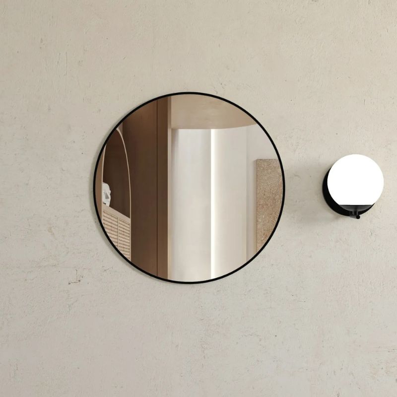 Alize Black Round Mirror