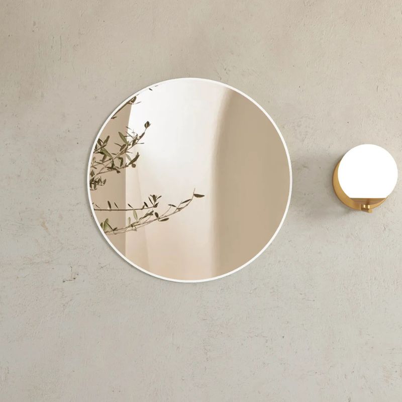 Alize White Framed Round Mirror