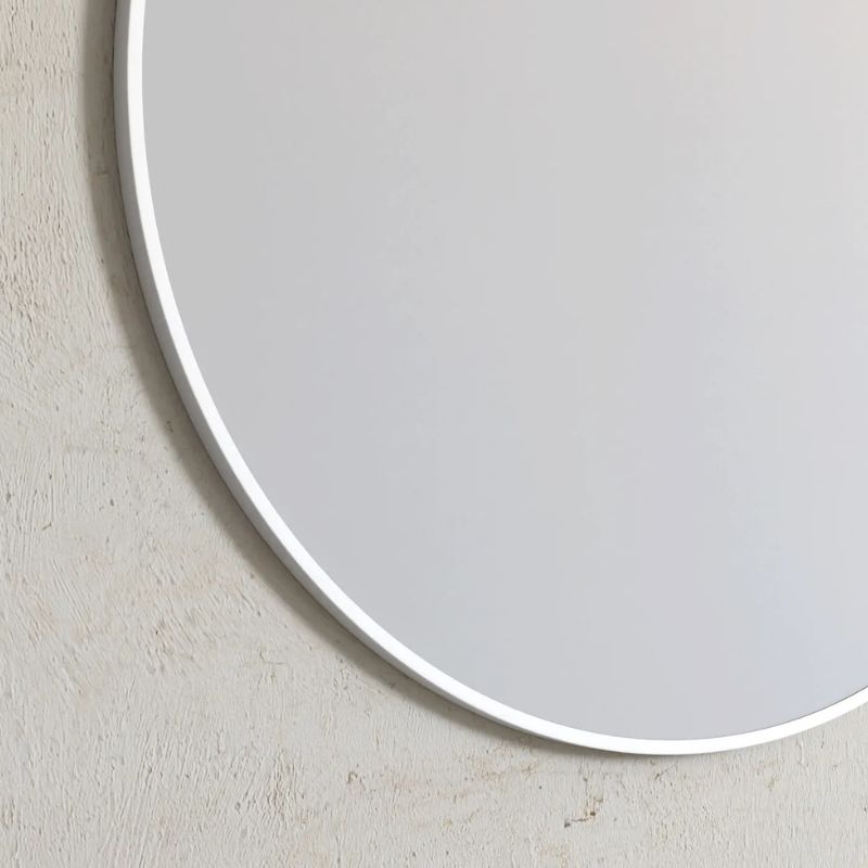 Alize White Framed Round Mirror