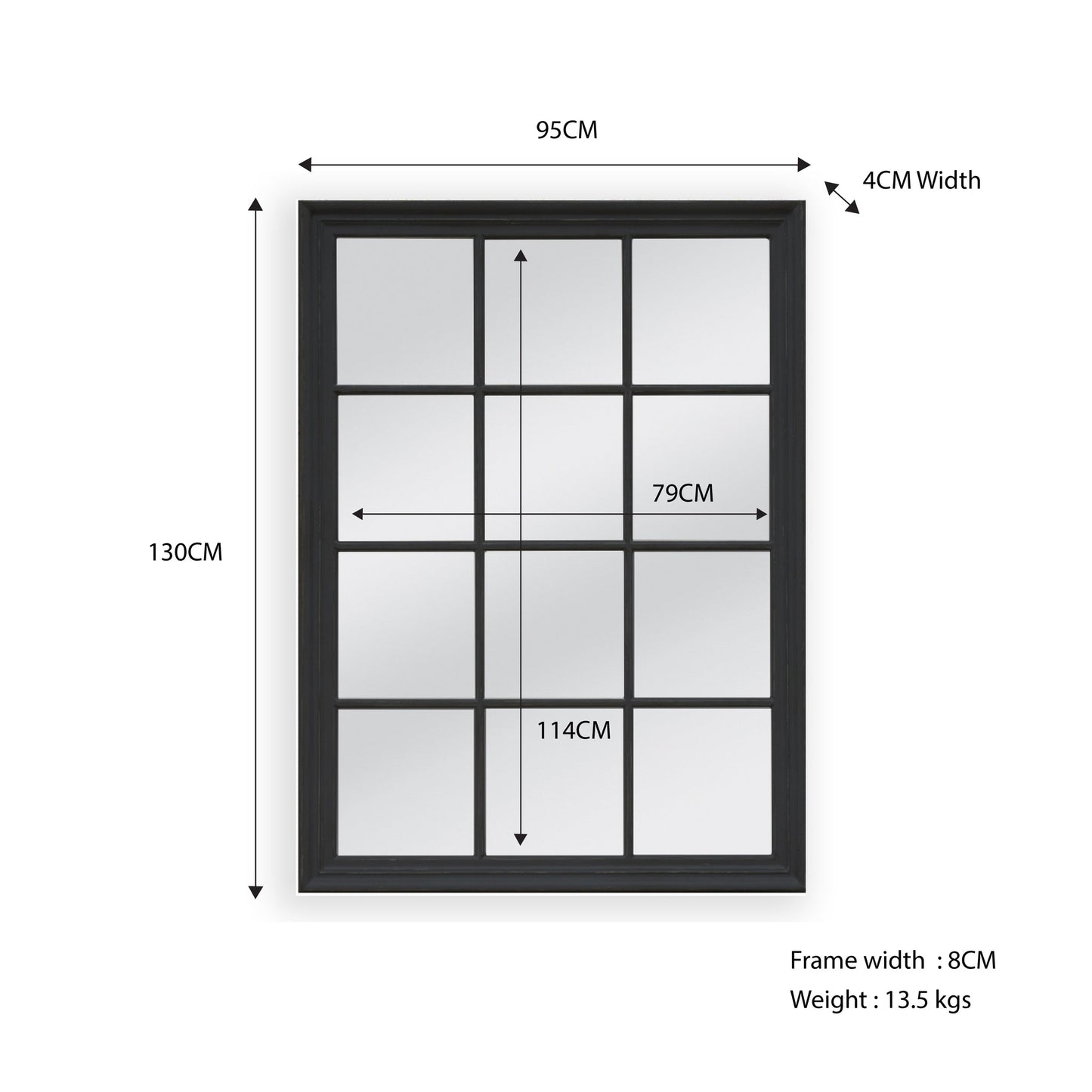 Amely Black Panel Wall Mirror