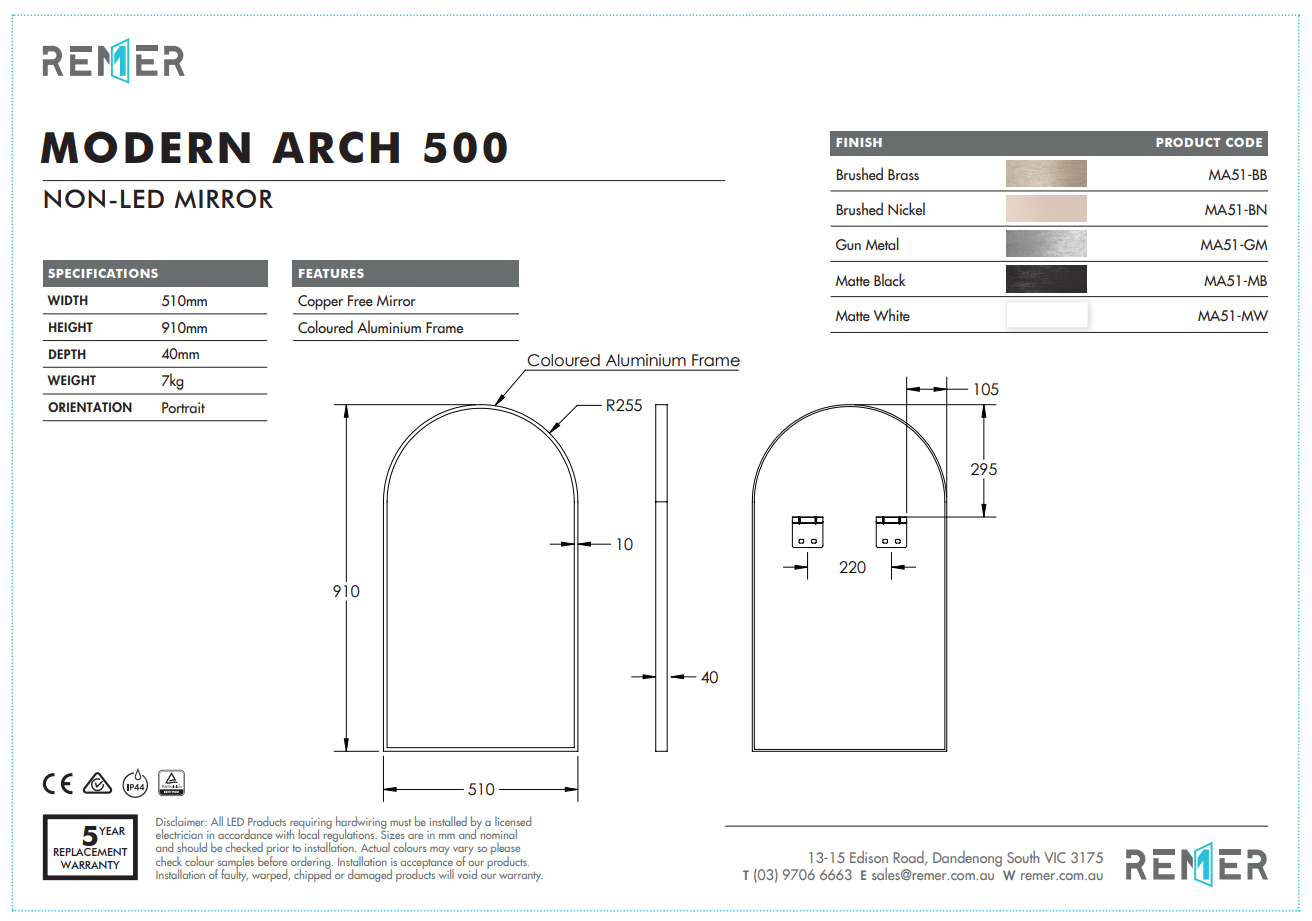 Remer Modern Arch Mirror