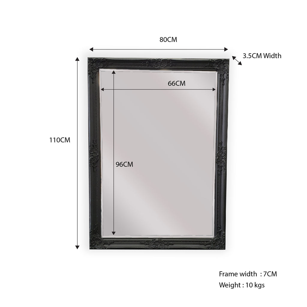 Armel Ornate Black Wall Mirror
