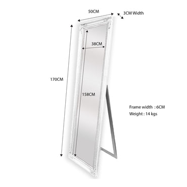 Armel White Full Length Mirror with Stand