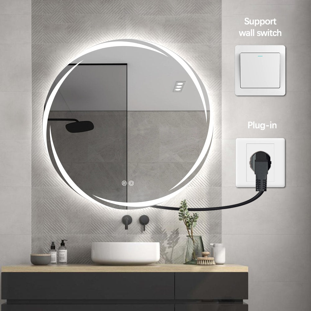 Asterin Whirlwind Round LED Mirror