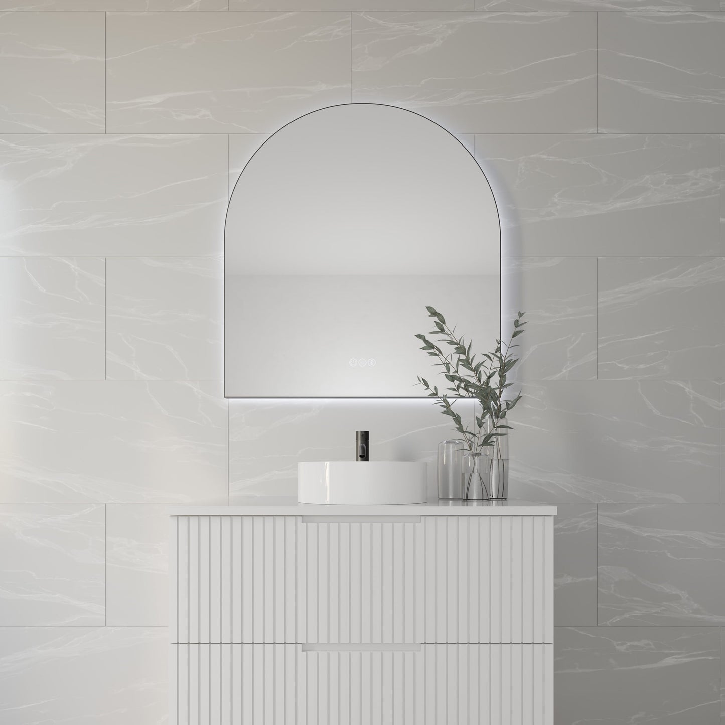 Aura Arched Framed LED Bathroom Mirror
