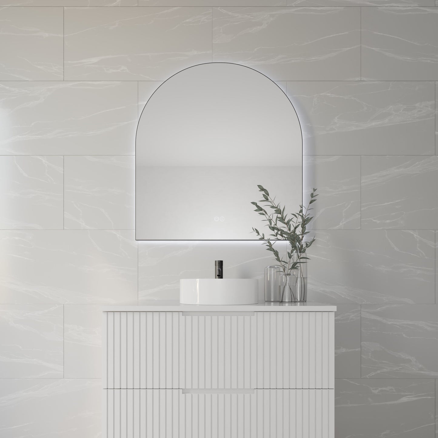 Aura Arched Framed LED Bathroom Mirror