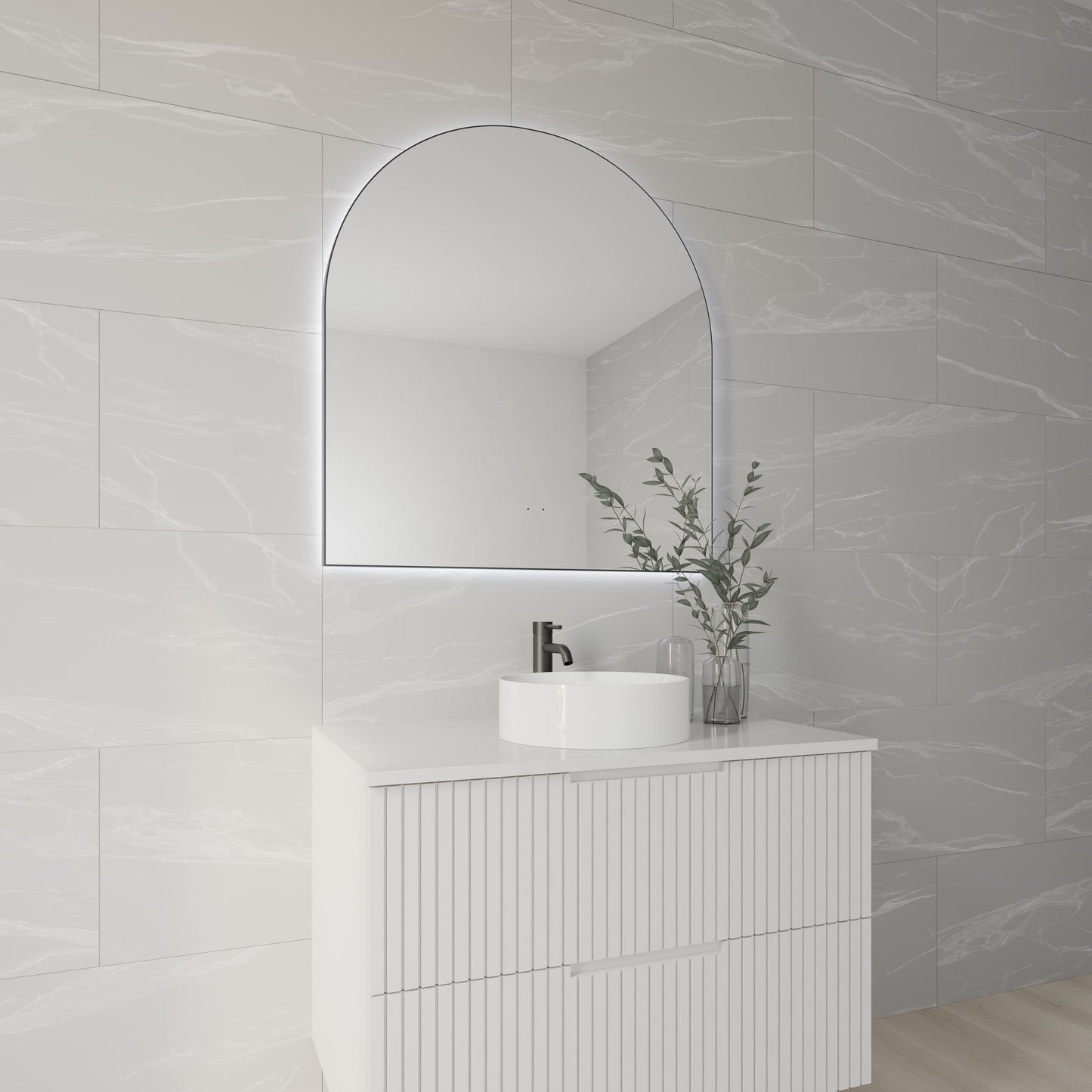 Aura Arched Framed LED Bathroom Mirror