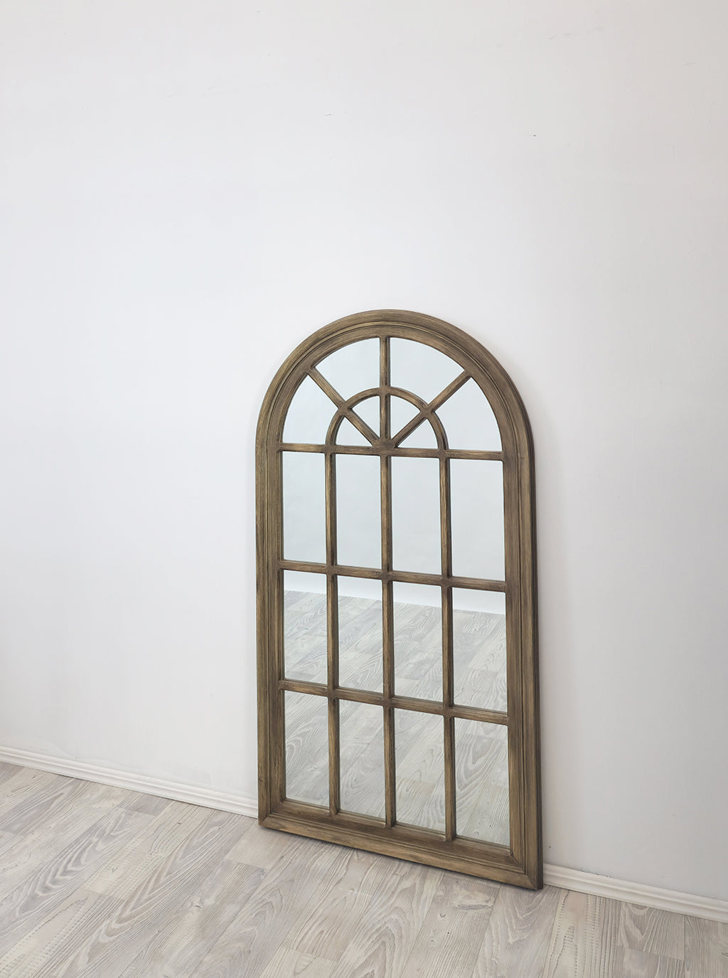 Aveline Taupe Arch Window Mirror