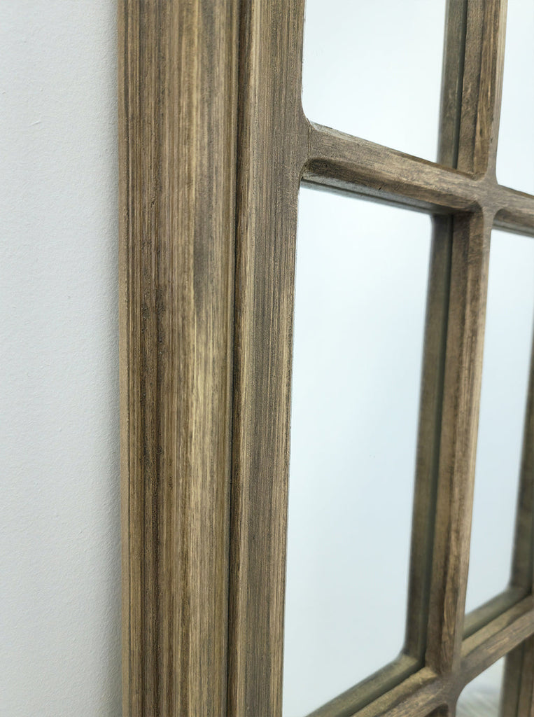 Aveline Taupe Arch Window Mirror