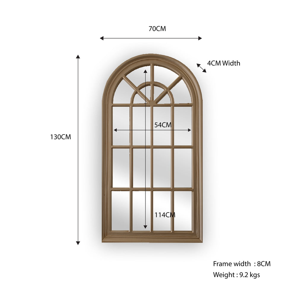 Aveline Taupe Arch Window Mirror