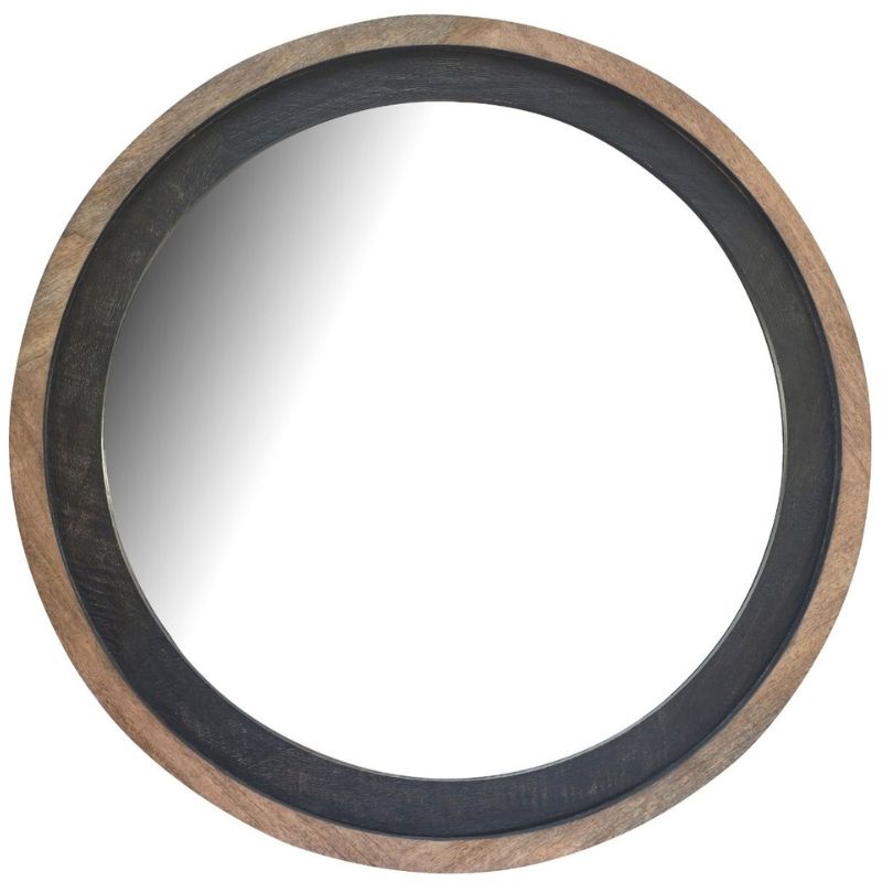 Azelle Round Black Brushed Wall Mirror