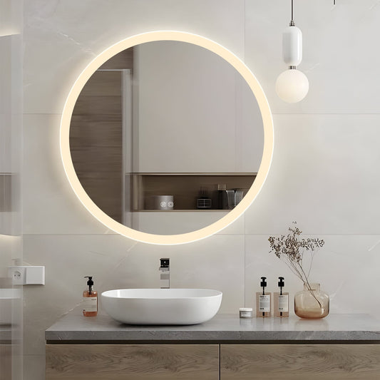 Baldwin Frosted Round LED Mirror