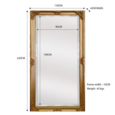 Bellise Large Gold Ornate Full Length Mirror