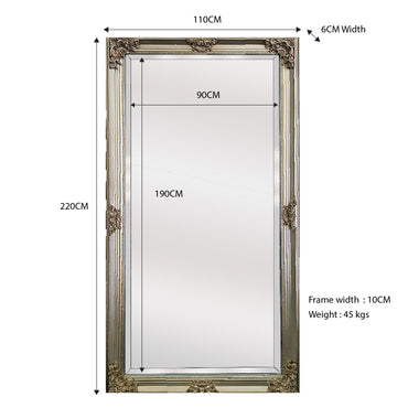 Bellise Large Ornate Champagne Full Length Mirror