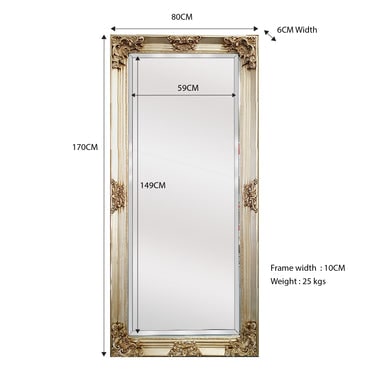 Bellise Ornate Champagne Full Length Mirror