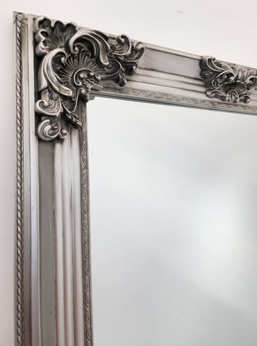 Bellise Large Ornate Antique Silver Full Length Mirror