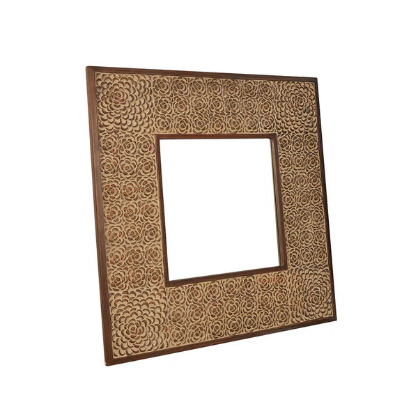 Bethari Square Carved Wood Mirror