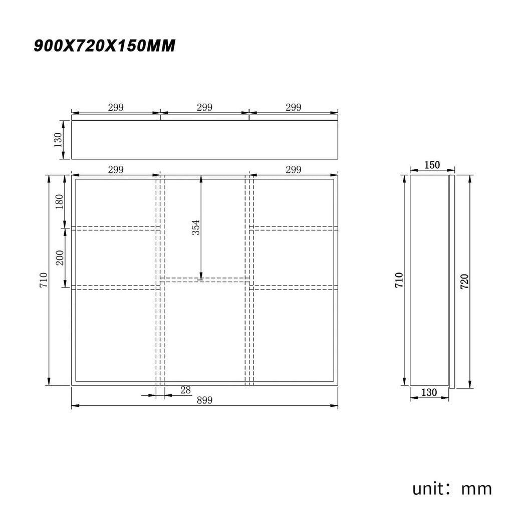 Betina Bathroom Mirror Cabinet with Stainless Steel Shelves