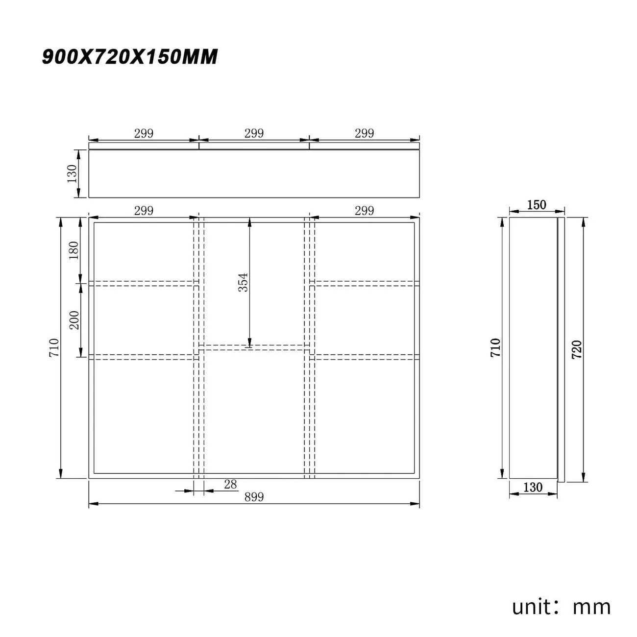 Betina Bathroom Mirror Cabinet with Stainless Steel Shelves