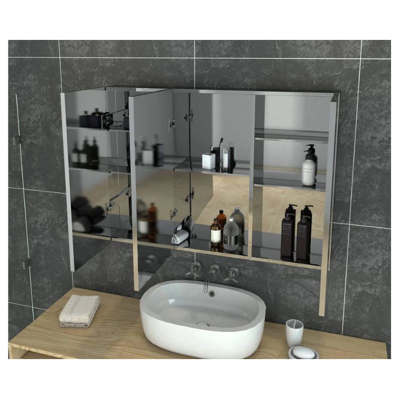 Betina Bathroom Mirror Cabinet with Stainless Steel Shelves