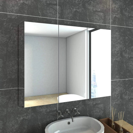 Betina Bathroom Mirror Cabinet with Stainless Steel Shelves