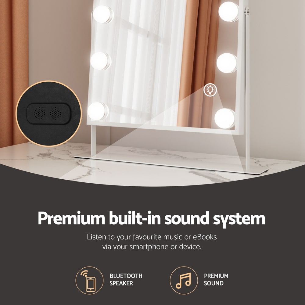 Bluetooth Hollywood LED Tabletop Makeup Mirror