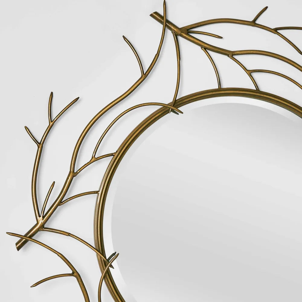 Cali Branches Detailed Brass Wall Mirror
