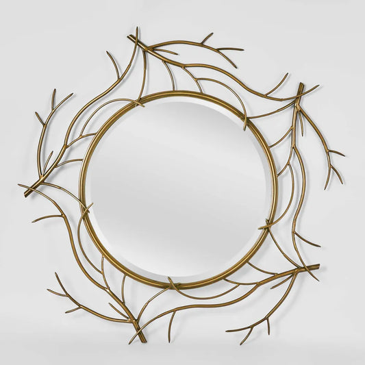 Cali Branches Detailed Brass Wall Mirror