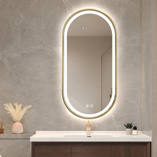 Calista Gold Framed Oval LED Mirror