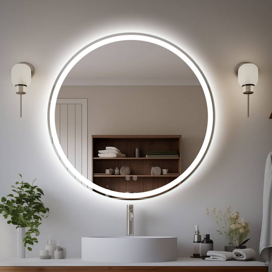 Caspian Frosted Round LED Mirror