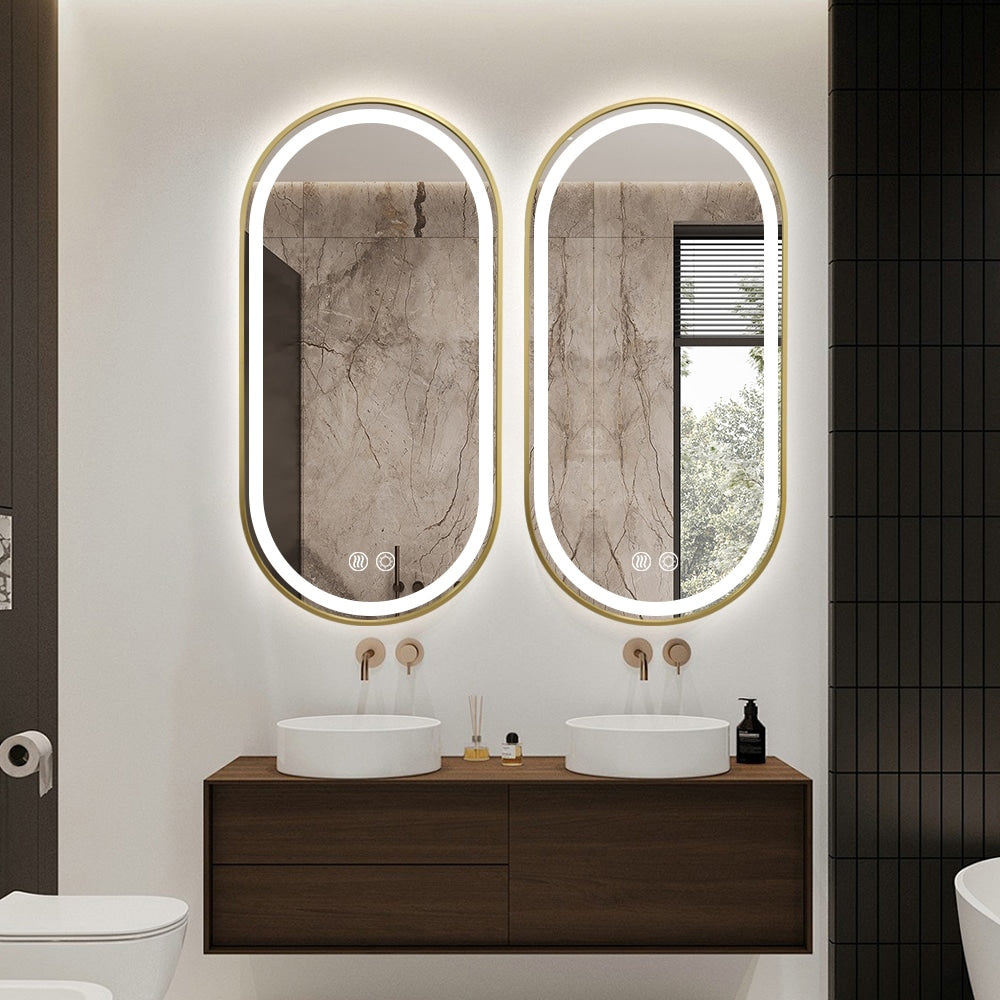 Celestia Gold Framed Oval LED Mirror