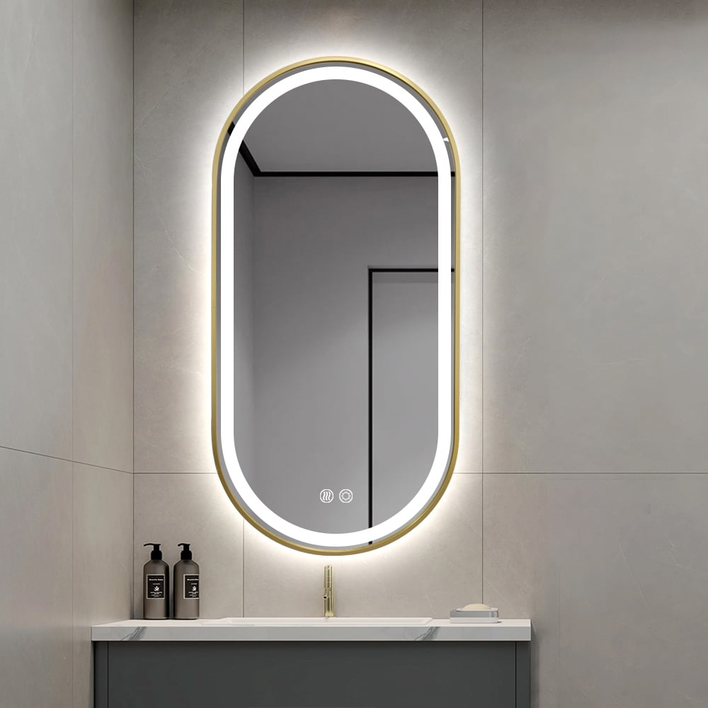 Celestia Gold Framed Oval LED Mirror