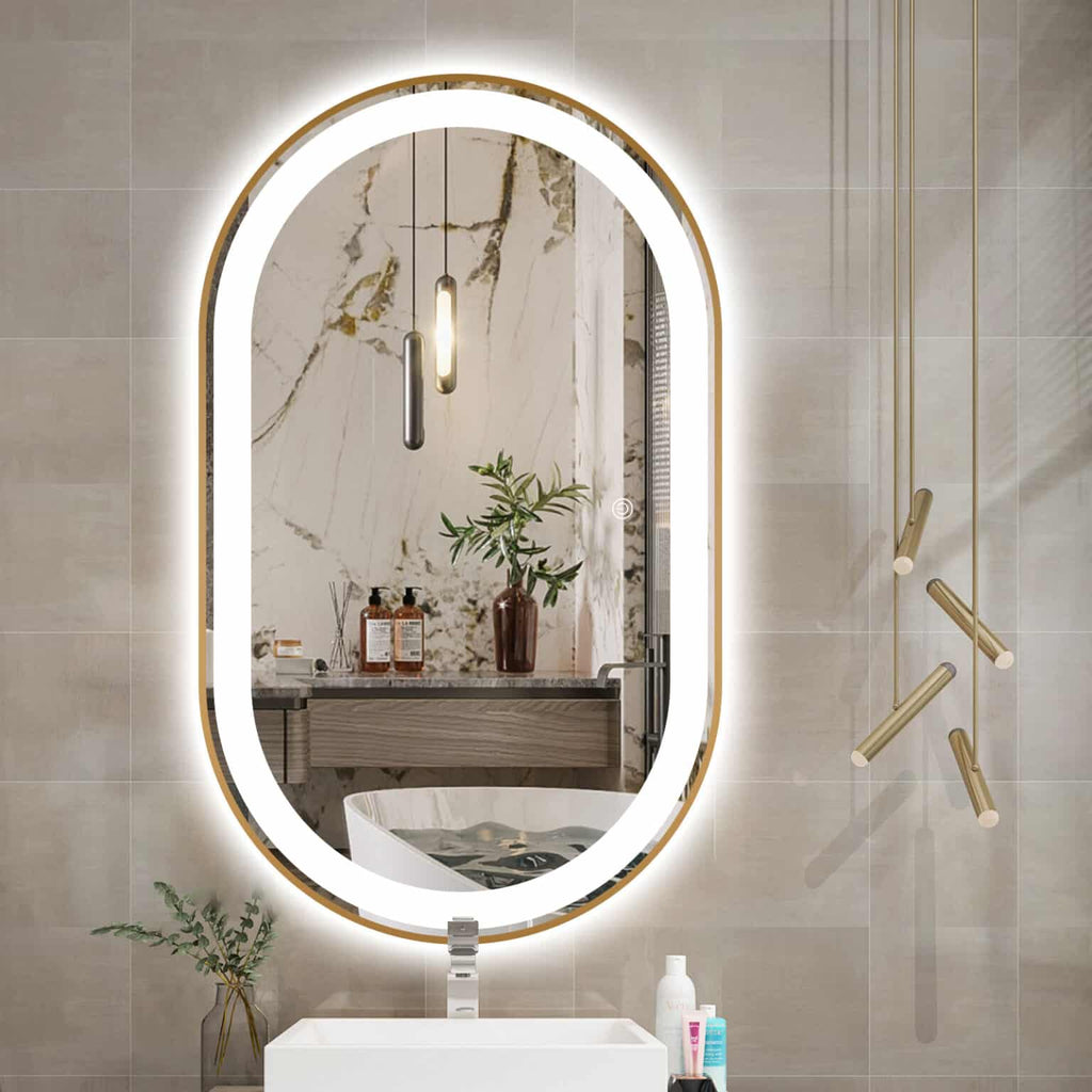 Celestia Gold Framed Oval LED Mirror