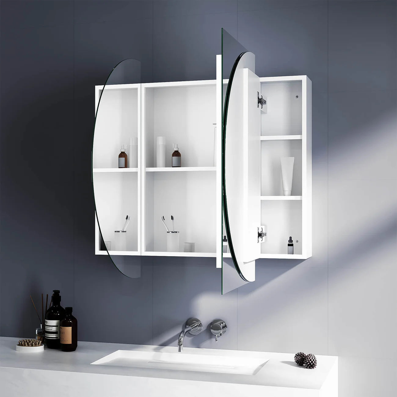 Celsa Oval Bathroom Mirror Cabinet