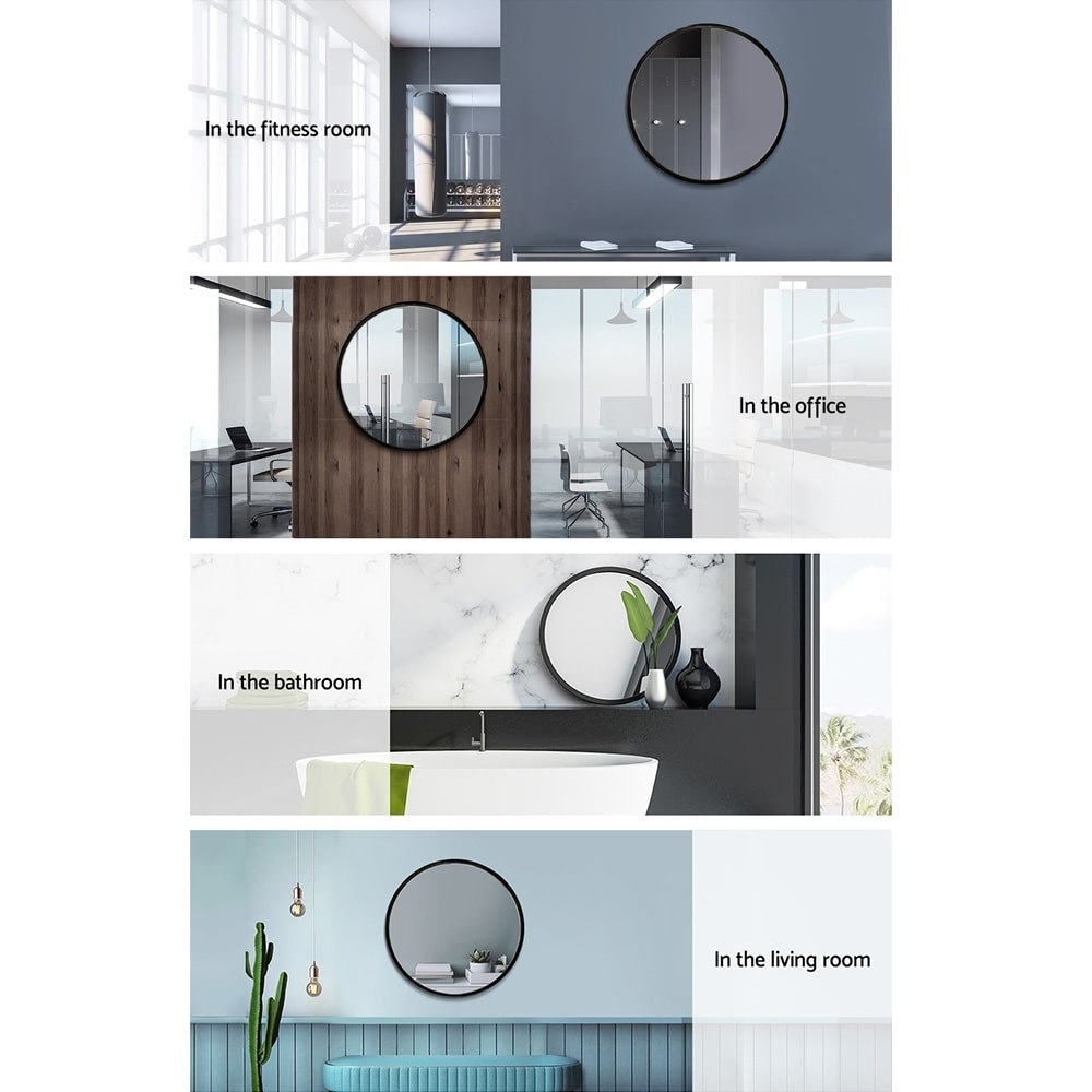 Classic Black Frame Round Mirror