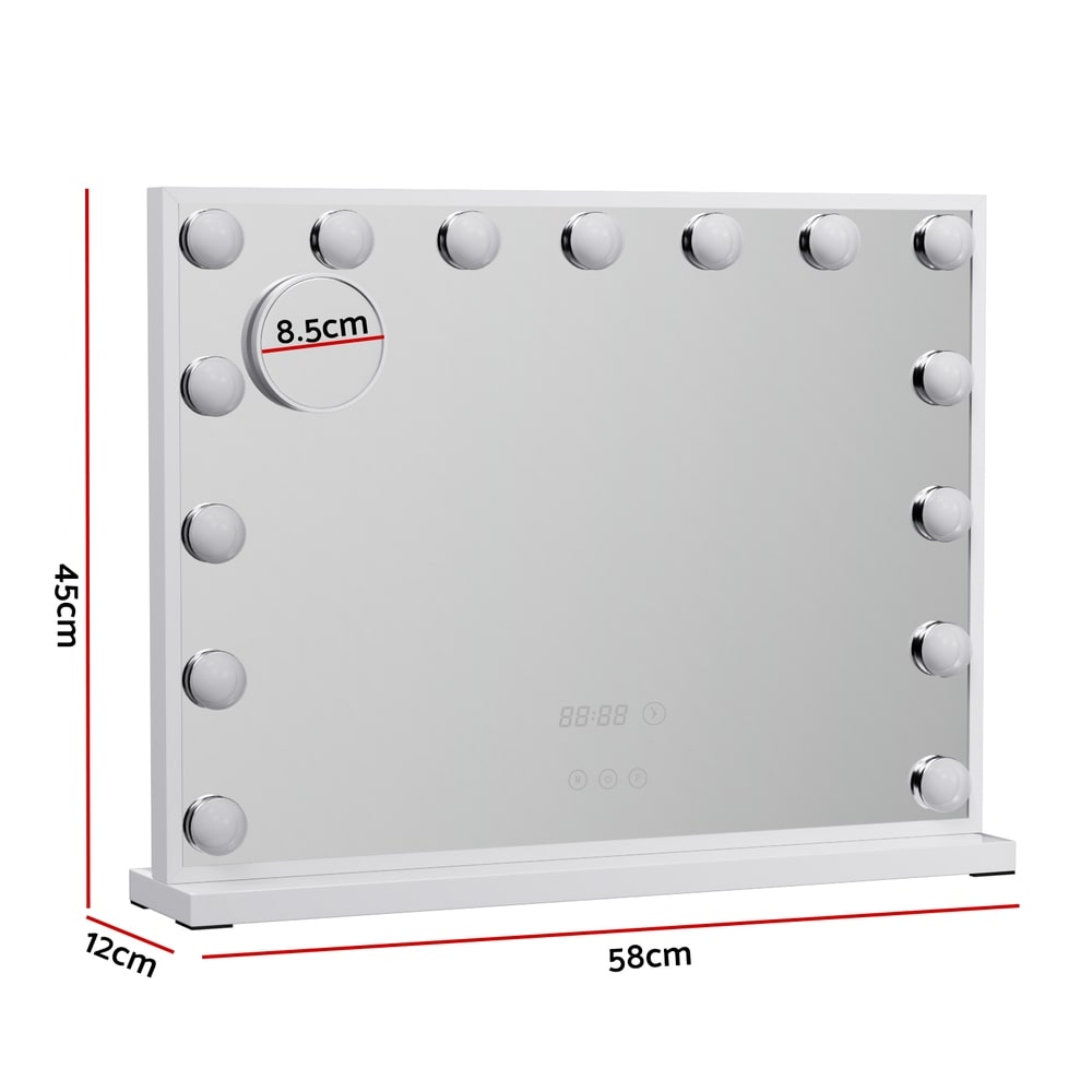 Compact White Tabletop Hollywood LED Makeup Mirror